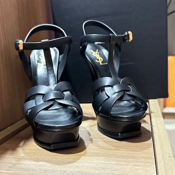 TRIBUTE PLATFORM SANDALS IN SMOOTH LEATHER - Picture 4 of 5